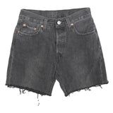 LEVI'S Womens Black Denim Casual Shorts XS W25 Distressed Raw Hem