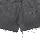 LEVI'S Womens Black Denim Casual Shorts XS W25 Distressed Raw Hem