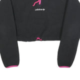 ADIDAS Womens Black & Pink Plain Pullover Pattern Crew Neck Basic Knit UK 4