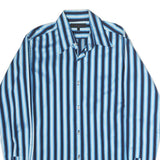 TED BAKER Mens Blue & Light Blue Striped Shirt M Smart Casual Long Sleeve Cotton