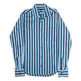 TED BAKER Mens Blue & Light Blue Striped Shirt M Smart Casual Long Sleeve Cotton