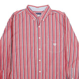 CHAPS Mens Red & Blue Striped Cotton Shirt L Button-Down Long Sleeve Classic