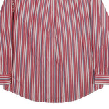 CHAPS Mens Red & Blue Striped Cotton Shirt L Button-Down Long Sleeve Classic