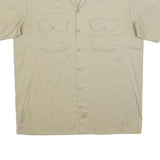 DICKIES Mens Beige Short Sleeve Work Shirt L Cotton Blend Casual Button Up