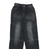 MUAY THAI Mens Jeans Black Relaxed Straight Denim Medium W24 L28 Casual Wear