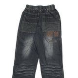 MUAY THAI Mens Jeans Black Relaxed Straight Denim Medium W24 L28 Casual Wear