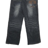 MUAY THAI Mens Jeans Black Relaxed Straight Denim Medium W24 L28 Casual Wear