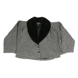ORTENILLA Womens Grey Black Jacket L Cotton Blend Tweed Button Closure Fur