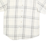 NAUTICA Mens White & Grey Checked Shirt L Casual Summer Short Sleeve Linen Blend