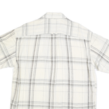 NAUTICA Mens White & Grey Checked Shirt L Casual Summer Short Sleeve Linen Blend