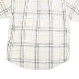 NAUTICA Mens White & Grey Checked Shirt L Casual Summer Short Sleeve Linen Blend