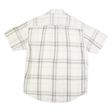 NAUTICA Mens White & Grey Checked Shirt L Casual Summer Short Sleeve Linen Blend