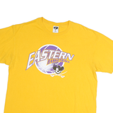 Mens Yellow Cotton Graphic T-Shirt L Short Sleeve Crew Neck Basketball Print