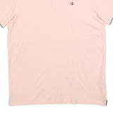 CHAMPION Mens Pink Short Sleeve Plain Polo Shirt M Cotton Blend Casual