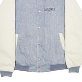 FRUIT OF THE LOOM Mens Blue & White Arizona Button Cotton Blend Jacket 2XL
