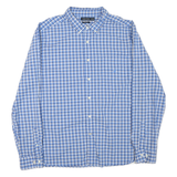 NAUTICA Mens Blue & White Checked Shirt 2XL Cotton Blend Long Sleeve Button