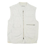 CAPE UNION Mens White M Cotton Blend Jacket Regular Fit Zip Utility Vest
