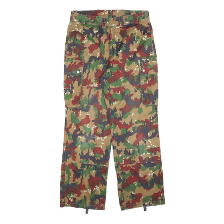 Mens Regular Fit Cargo Trousers W34 L32 Cotton Blend Camouflage Zip Closure