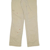 CARHARTT Mens Cotton Blend Beige Relaxed Straight Trousers W32 L34 Workwear