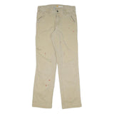 CARHARTT Mens Cotton Blend Beige Relaxed Straight Trousers W32 L34 Workwear