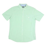 CHAPS Mens Green Check Shirt L Button-Down Collar Short Sleeve Cotton Blend