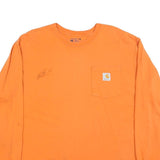 CARHARTT Mens Orange Long Sleeve Crew Neck Pocket T-Shirt L Cotton Blend