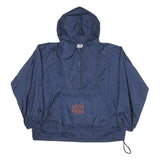 HIBBETT Mens Navy Blue Windbreaker XL Nylon Plain Hooded Zip Jacket Auburn Logo