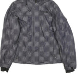 THE NORTH FACE Womens Grey Checked Hooded Jacket M Polyester Blend Zip Winter