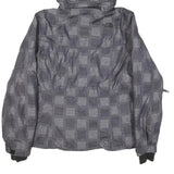 THE NORTH FACE Womens Grey Checked Hooded Jacket M Polyester Blend Zip Winter
