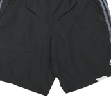 ADIDAS Mens Black Sports Casual Shorts L W32 Polyester Blend Three Stripe