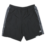 ADIDAS Mens Black Sports Casual Shorts L W32 Polyester Blend Three Stripe