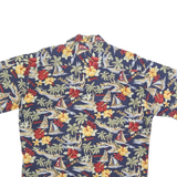 CAMPIA Mens Blue Hawaiian Print Shirt L Cotton Blend Relaxed Fit Button Through