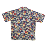 CAMPIA Mens Blue Hawaiian Print Shirt L Cotton Blend Relaxed Fit Button Through