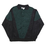FOOTLOCKER Mens Green & Black Polo Collar L Acrylic Sweatshirt Pullover Casual