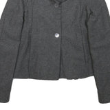 PHARD Womens Grey Wool Blend Peplum Jacket XS Zip Collar Long Sleeve Plain