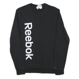 REEBOK Mens Black Crew Neck S Cotton Blend Sweatshirt Large Logo Print