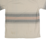 ATELIER TORINO Mens Beige & Grey Striped Button Cotton Blend Shirt L Relaxed Fit