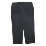 DICKIES Mens Regular Fit Black Cotton Blend Zip Trousers W42 L32 Workwear Casual