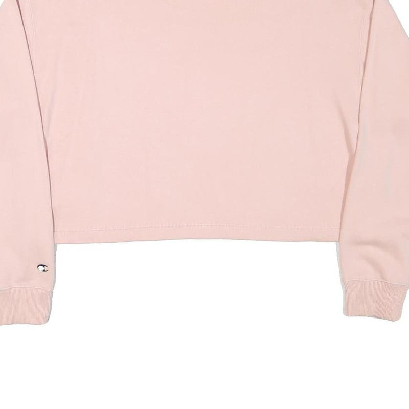 CHAMPION Womens Pink Cropped Crew Neck Sweatshirt XL Embroidered Logo Casual