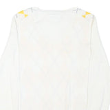 TOMMY HILFIGER Womens White & Yellow Patterned Jumper V-Neck Basic Knit M Cotton