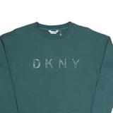 DKNY Womens Green Crew Neck XS Cotton Blend Sweatshirt Pullover DKNY Logo