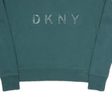 DKNY Womens Green Crew Neck XS Cotton Blend Sweatshirt Pullover DKNY Logo
