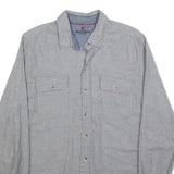 WOOLRICH Mens Grey Plain Cotton Shirt M Classic Button Pocket Casual