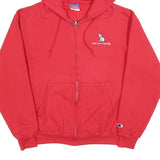 CHAMPION Mens Red Zip Up Hoodie M Fast Fun & Friendly Dog Graphic