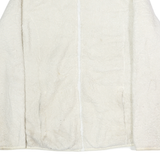 FILA Womens White Zip Jacket L Polyester Fleece Plain Warm Comfort Casual