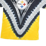 MAJESTIC Mens Black & Yellow Steelers Graphic T-Shirt L Short Sleeve Crew Neck