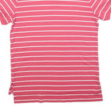 POLO RALPH LAUREN Mens Pink & White Striped Short Sleeve M Cotton Polo Shirt