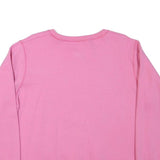 HANES Womens Pink Sweatshirt Crew Neck L Cotton Blend Casual Pullover Top