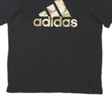 ADIDAS Mens Black & Beige Logo Graphic T-Shirt L Short Sleeve Crew Neck