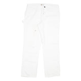 DICKIES Womens Regular White Denim Jeans W34 L31 Workwear Straight Zip Cotton